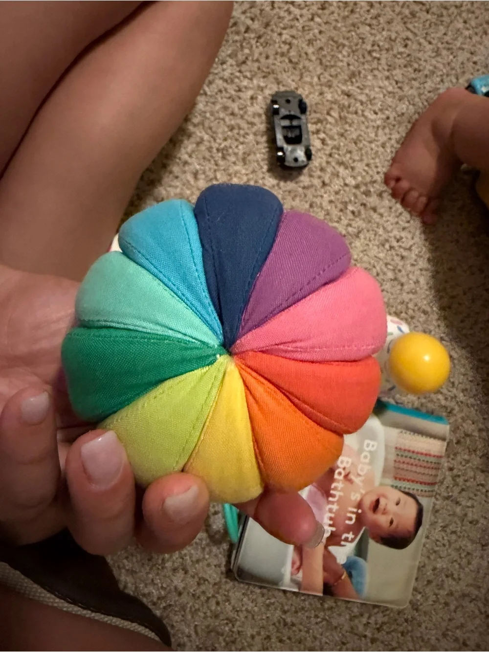 Plush Rainbow Squeeze Ball - Multicolor Soft Sensory Toy